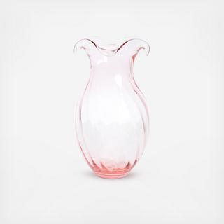 Hibiscus Glass Vertical Fluted Small Vase