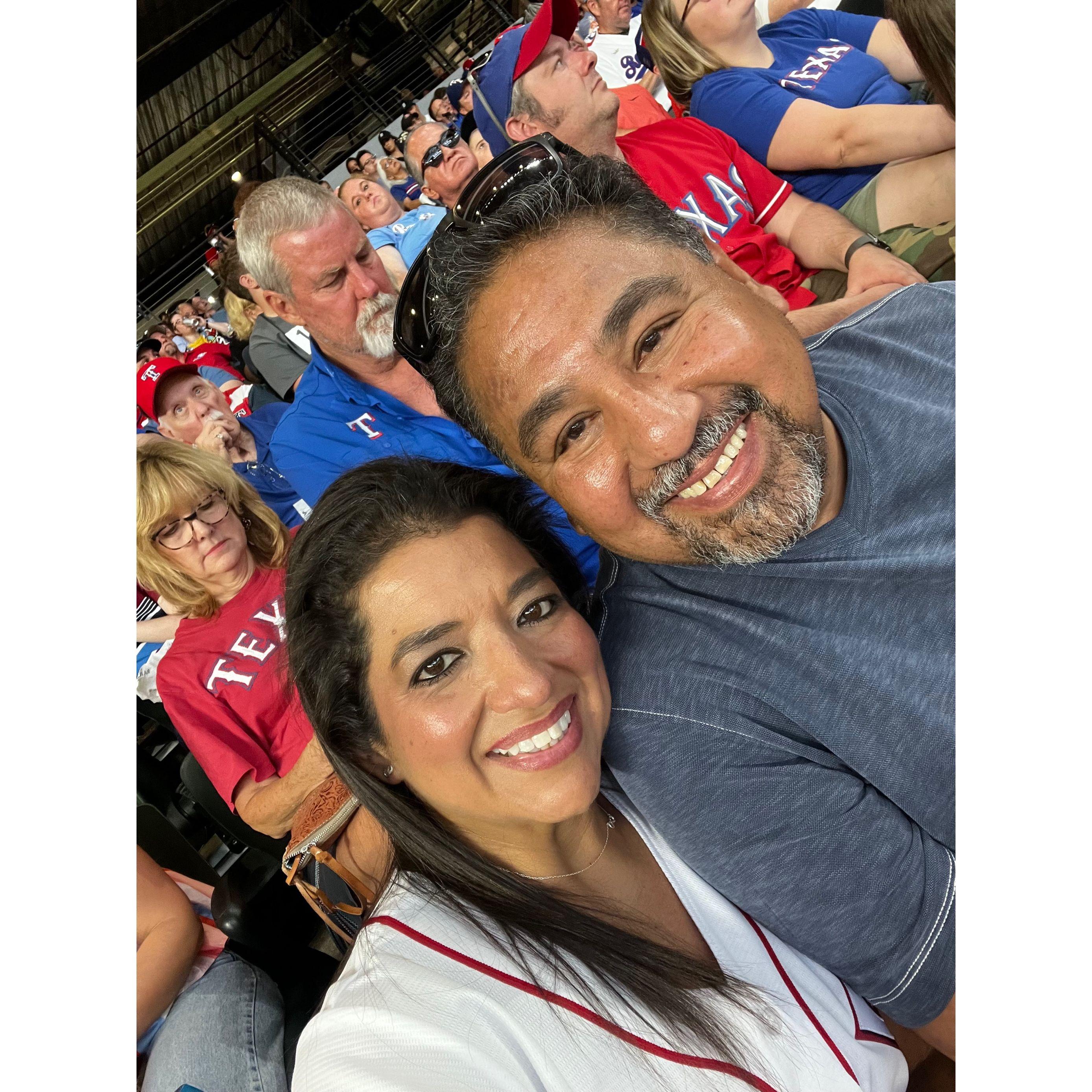 Our first Rangers baseball game, before I sat in the wrong seat for almost an hour, LOL