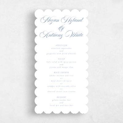 Blue Scalloped Wedding Menu - Jessenia