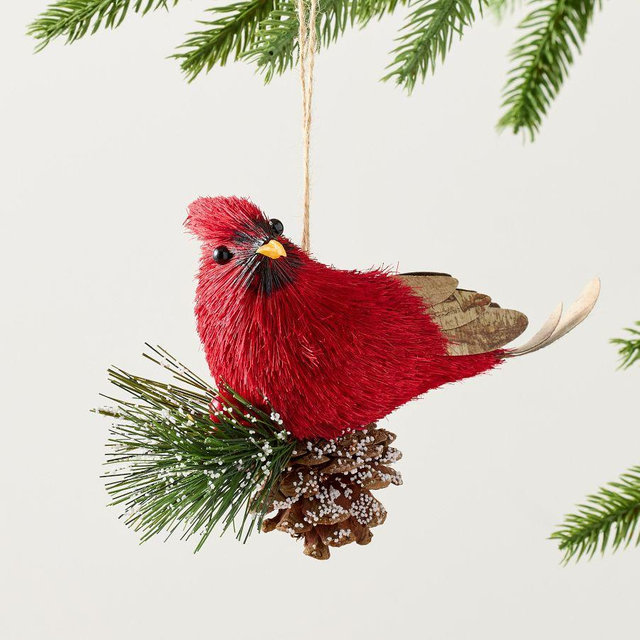 Bottlebrush Red Cardinal Ornament