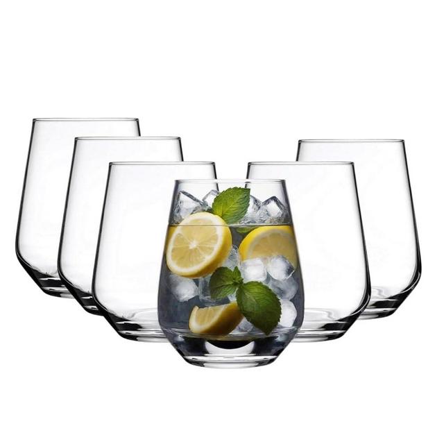 SECEN LONDON Drink Water Juice Drinking Glasses,14 OZ / 425 CC,Set of 6 Crystal Clear Glass Tumblers, Glass Cups for Water, Juice,Beverage, Mojito,Mixed Drinks,Cocktail Glass Set,Juice Cups