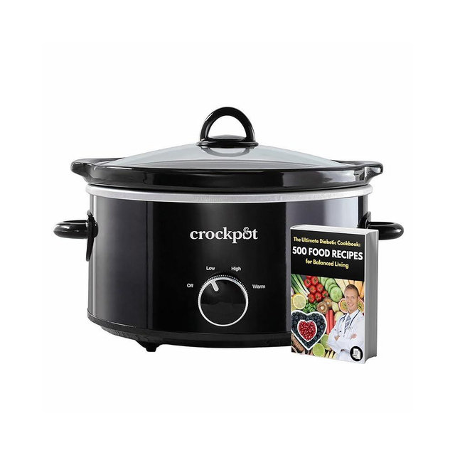 4-Quart Classic Slow Cooker – Programmable Small Crock Pot for Stews, Soups, Meats & Easy Meals, Removable Stoneware & Dishwasher-Safe Lid, Black