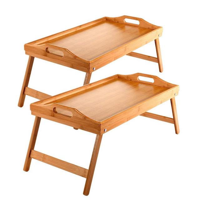 Dajianglx Bed Tray Bamboo Bed Desk for Laptop and Writing Breakfast Trays for Sofa,Bed,Eating,Working Food Tray, Bar Tray, Edible Bed Tray or Any Food Tray-Suitable ，with Foldable Legs & Handles (2)