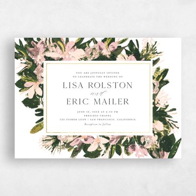 White Wedding Invitation - Bloomsbury Landscape Foil