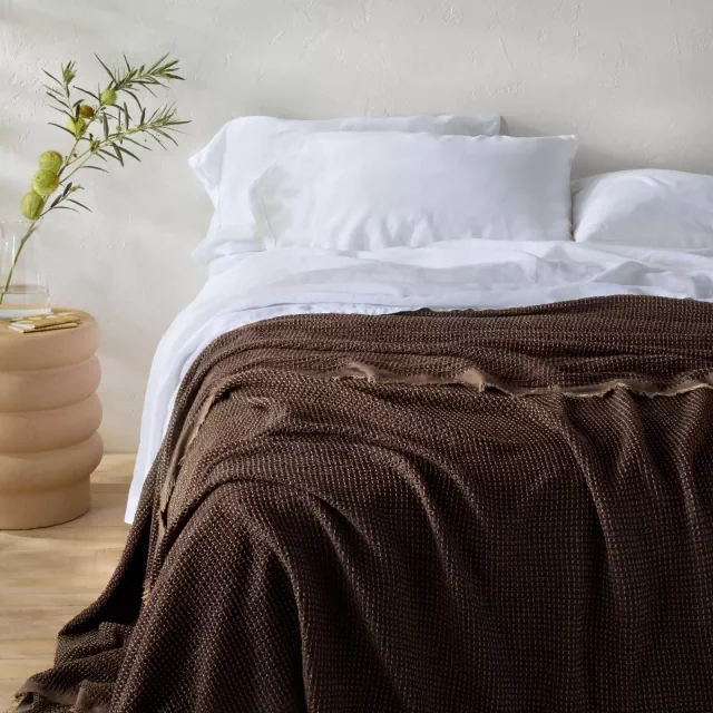 King Plus Textured Waffle Coverlet Dark Fig - Casaluna™