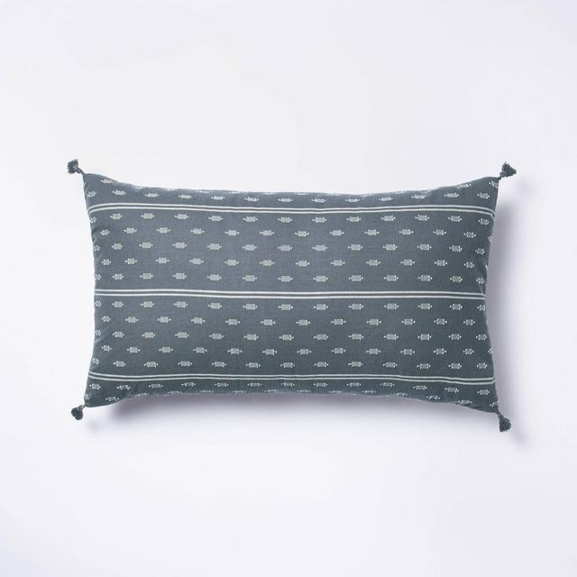 Oversized Woven Dobby Lumbar Throw Pillow Blue/Neutral - Threshold™ designed with Studio McGee