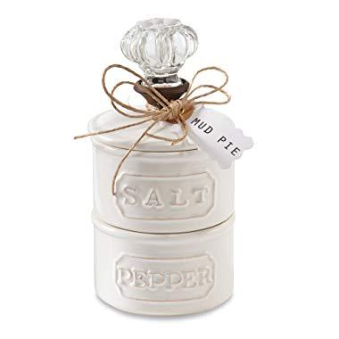 Mud Pie Door Knob Salt Cellar Set, White (4511007)