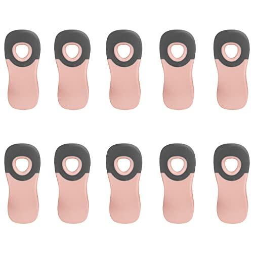 COOK With COLOR Set Of Ten Chip Bag Clips with Magnet, Rubber Bag Clip with Airtight Seal, Kitchen Storage Clips For Organizing and Sealing Needs (Pink)