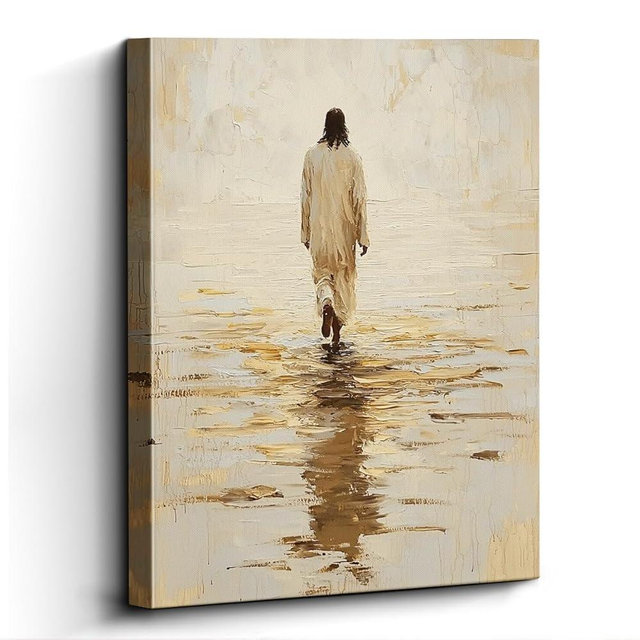 BSMMJJY Christian Canvas Wall Art, Jesus Wall Art Prints, Bible Verses Wall Decor, Jesus Walking On Water Painting, Christian GIfts for Men Women, Pictures Wall Decor for Living Room, 12 x 16 Inches