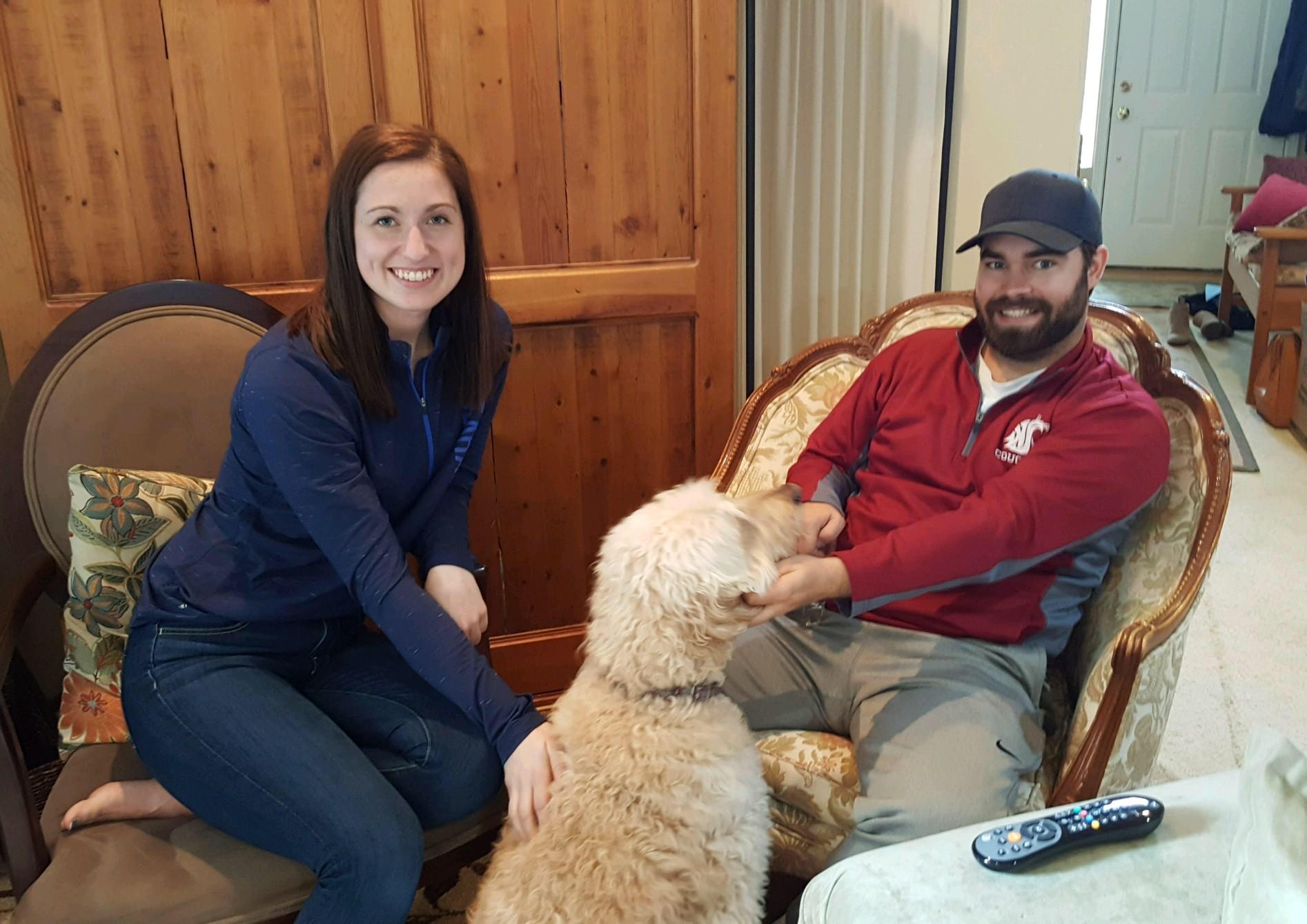 Matt and Hannah with Hannah’s beloved family dog and younger brother Grady.