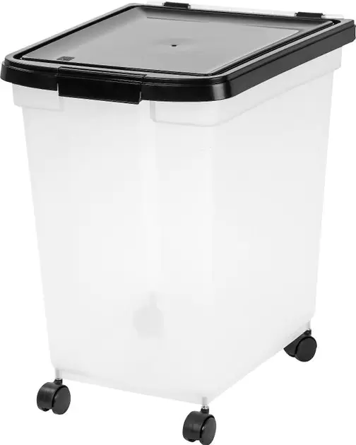 IRIS Airtight Pet Food Storage Container, Clear/Black