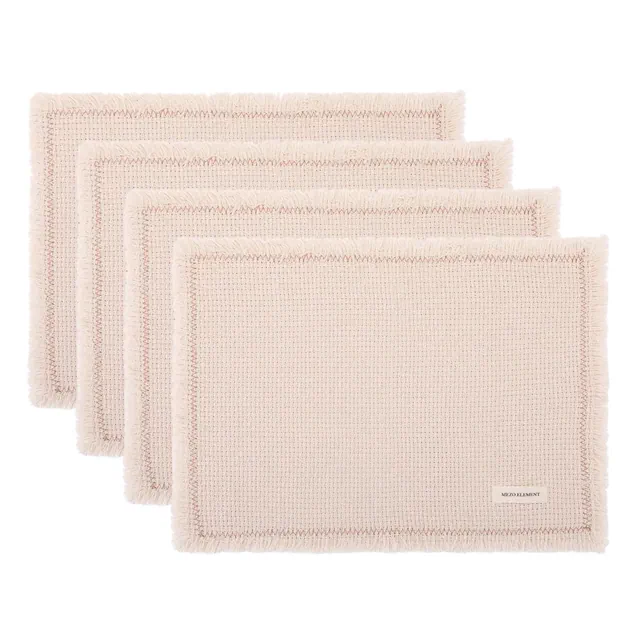 Rustic Placemats Set of 4 Cotton Blend Placemats with Tassel for Dining Table Decor Washable Kitchen Table Mat Wipe Clean Brown Edge