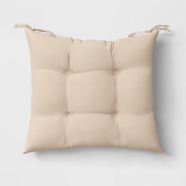 Tufted Woven Outdoor Seat Cushion DuraSeason Fabric™ Tan - Threshold™