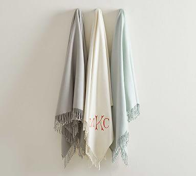 Pottery Barn Personalized Hand-Knotted Fringe Throw
