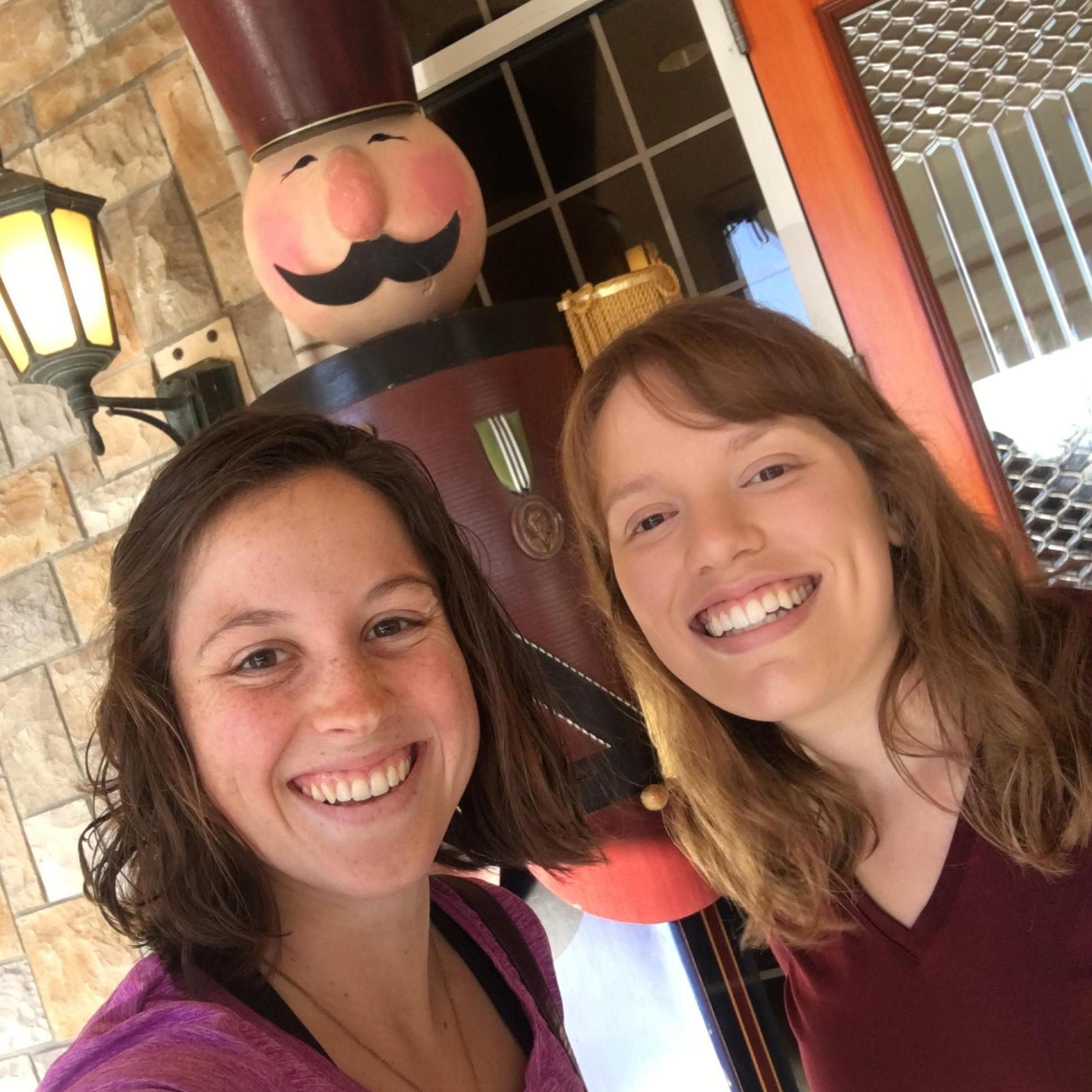 Jenna with bridesmaid Sierra with unnamed photobomber