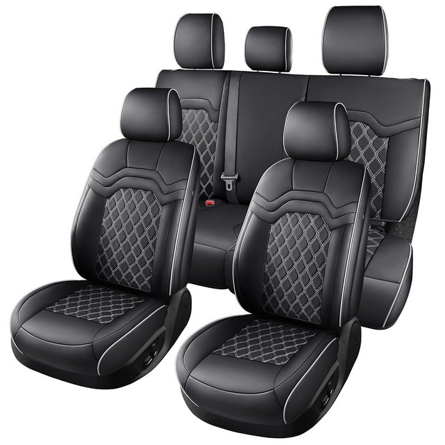 Huidasource Fit for Truck Seat Covers Chevy Silverado/GMC Sierra, Chevrolet Seat Covers, 1500 2007-2013&2019-2026, 2500HD 3500HD 2020-2026 Crew Double Extended Cab Nappa Leather Cover (Full Set/White)
