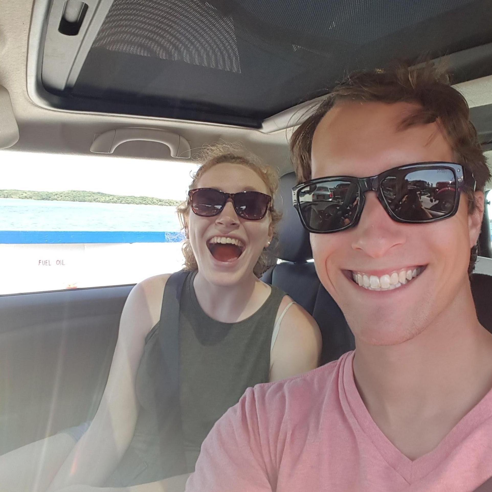 In the mini, on the ferry to Shelter Island!