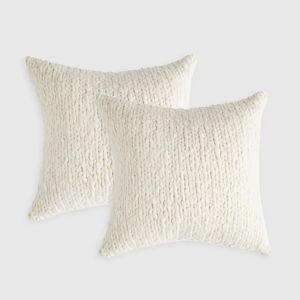 Chunky Hand Knit Wool Pillow Cover (Set of 2) in Ivory