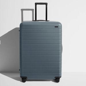 Large Checked Suitcase in Coast Blue