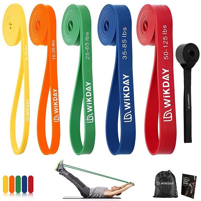 WIKDAY Resistance Bands, Pull Up Bands, Workout Bands for Exercise, Thick Heavy Resistance Band Set with Door Anchor, Elastic Bands for Body Stretching, Crossfit Training at Home/Gym for Men & Women