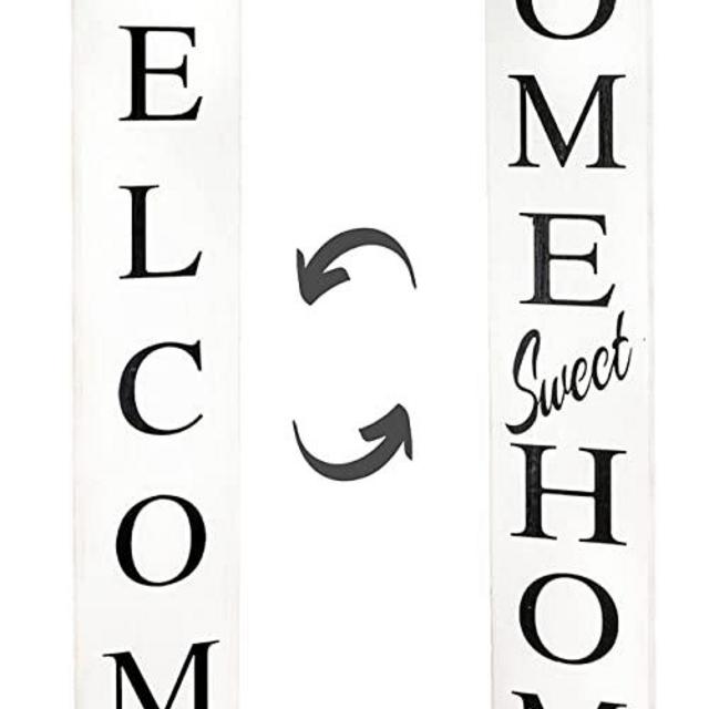 Outdoor 2in1 Welcome sign for Front Door, Vertical Welcome sign for Front Porch Standing,Welcome Home Sign,Porch Signs, Interchangeable 4ft Tall,Home Sweet Home Sign, Long, Wood,Farmhouse Porch Decor.
