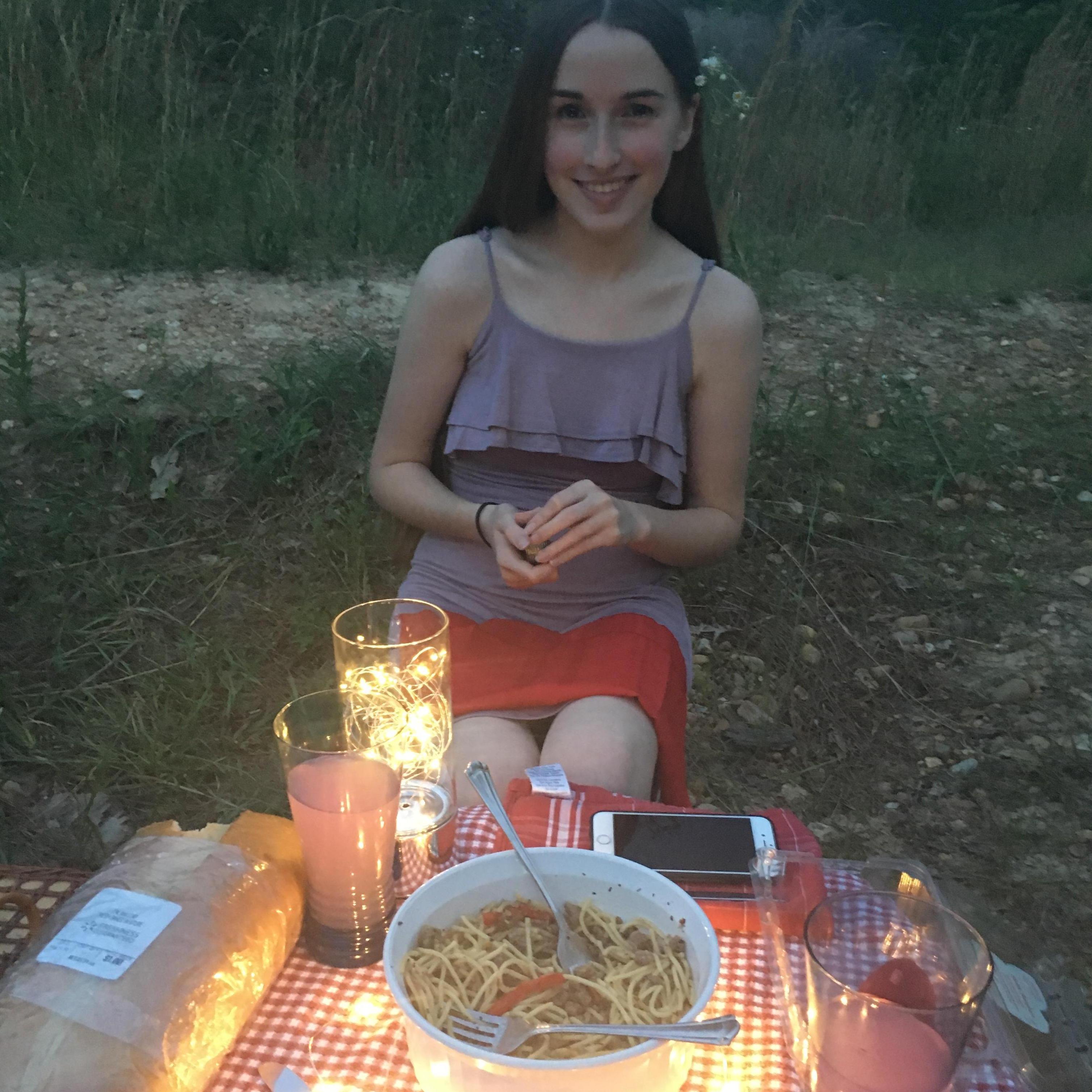 This photo was captured by Dakotah during our 3-year dating anniversary. He surprised me with a picnic at Craighead Forest Park. - May 12, 2018