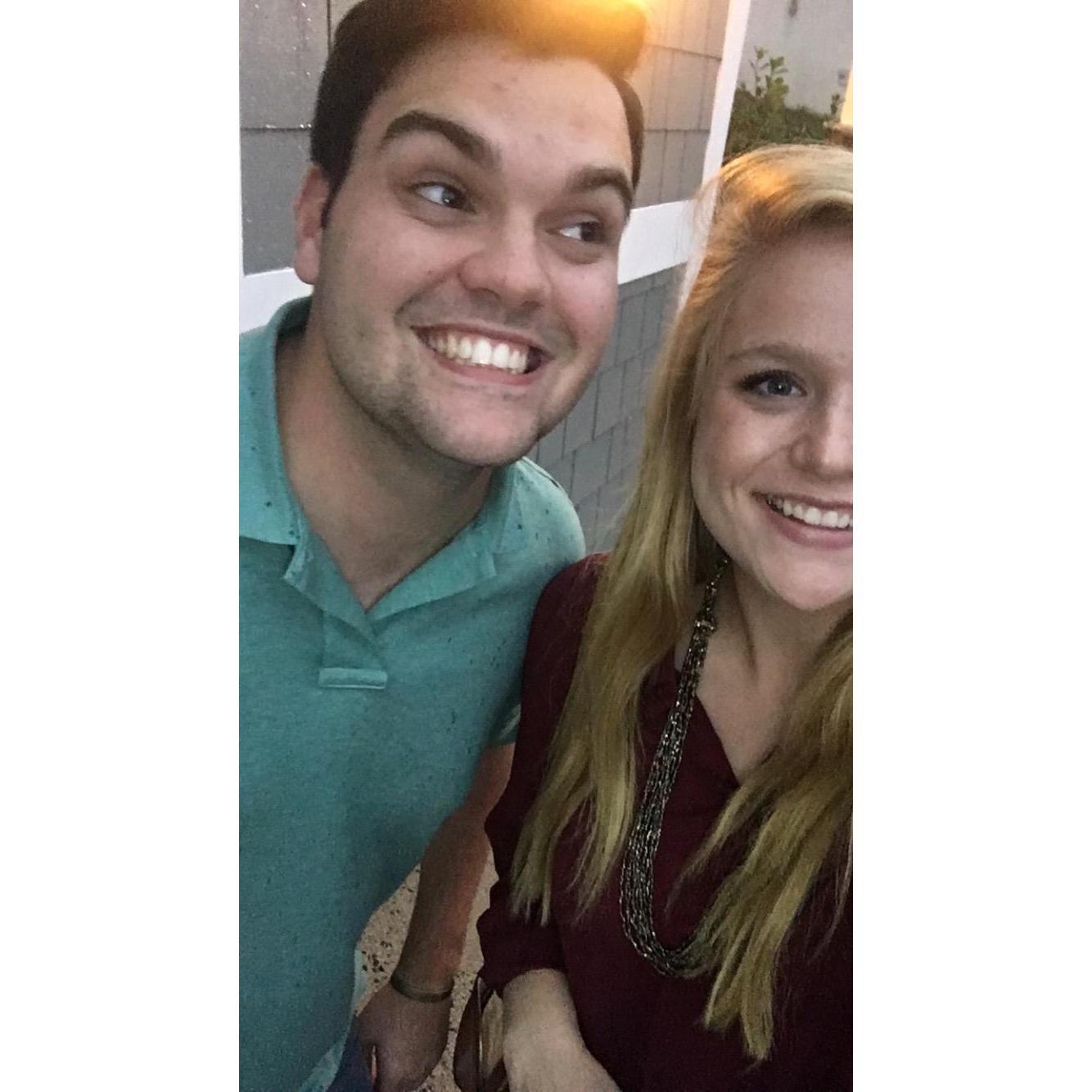 Conor is so happy because we were about to walk into Red Lobster