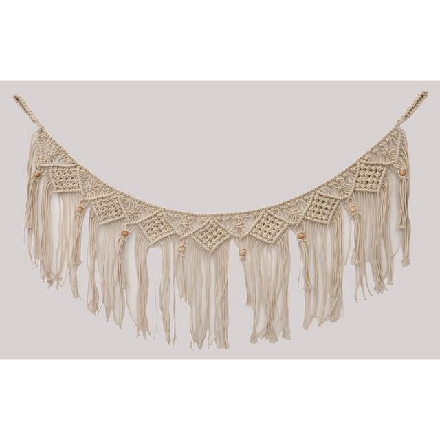 60" Cotton Garland with Wooden Beads Decorative Wall Art Cream - Opalhouse™
