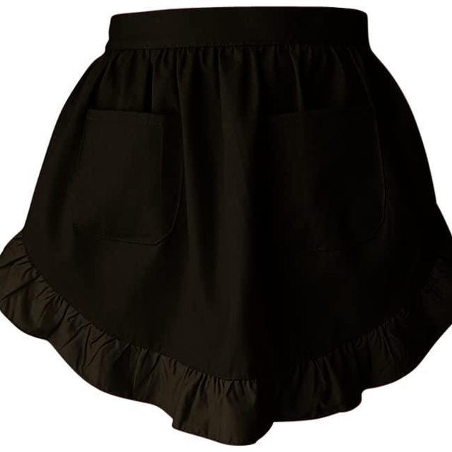 CRB Fashion Waist Apron Kitchen Cooking Restaurant Cotton Bistro Half Aprons with Pockets For Woman