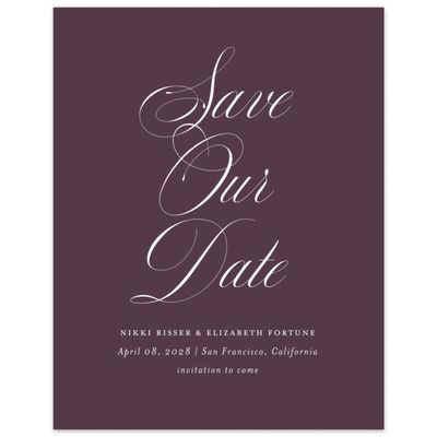 Dark Plum, Purple Wedding Digital Save the Date - Thorn Portrait