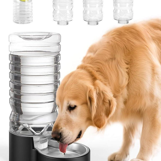 Heouvo 2.5 Gallon Automatic Dog Water Dispenser【Wide Mouth for Easy Hand-in Cleaning】【Removable Stainless Steel Bowl】, Gravity Refilling Large Capacity for Cats and Dogs, Multi-Pet Homes