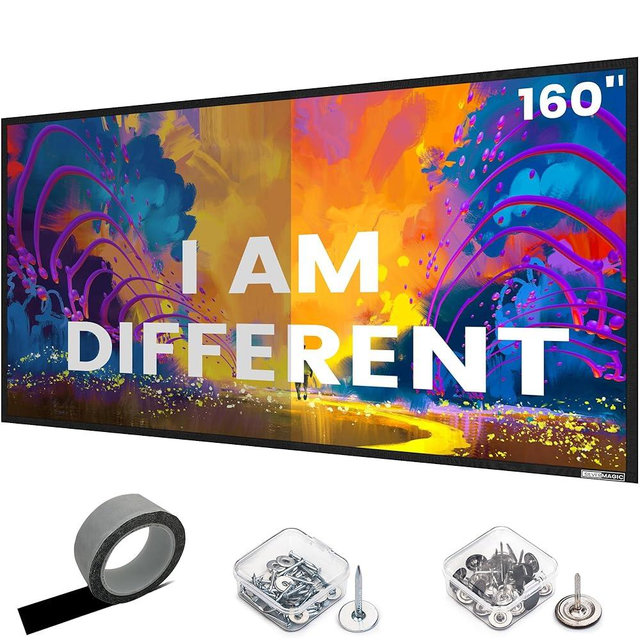 High gain Projector Screen Material - for DIY Frame or Wall Mounted - 2.6X Brightness and High Contrast 30% ALR - 160 inch 2.35:1 White Screen - by SilverMagic