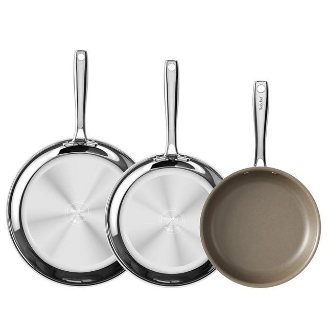 Redchef Non Stick Frying Pans 3 Pcs, Skillets and Frying Pans, Titanium Frying Pans Nonstick, Stainless Steel Pan, Ceramic Frying Pan, PFAS PFOA & PTFE Free, Dishwasher & Oven Safe - 8.5&10&11.5 Inch