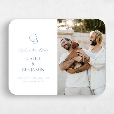 Blue Rounded Wedding Save the Date - Kenai Photo