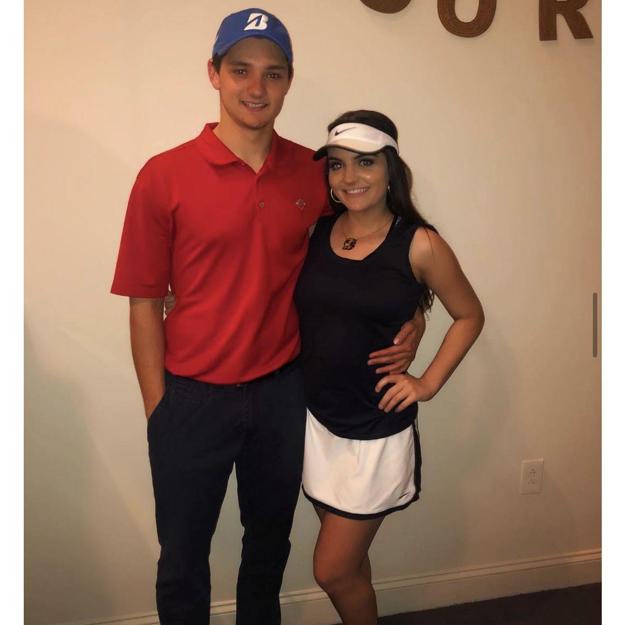 Justin & Jennifer's first college date night function as a couple in 2018. Dressed as golfers to fit the theme!