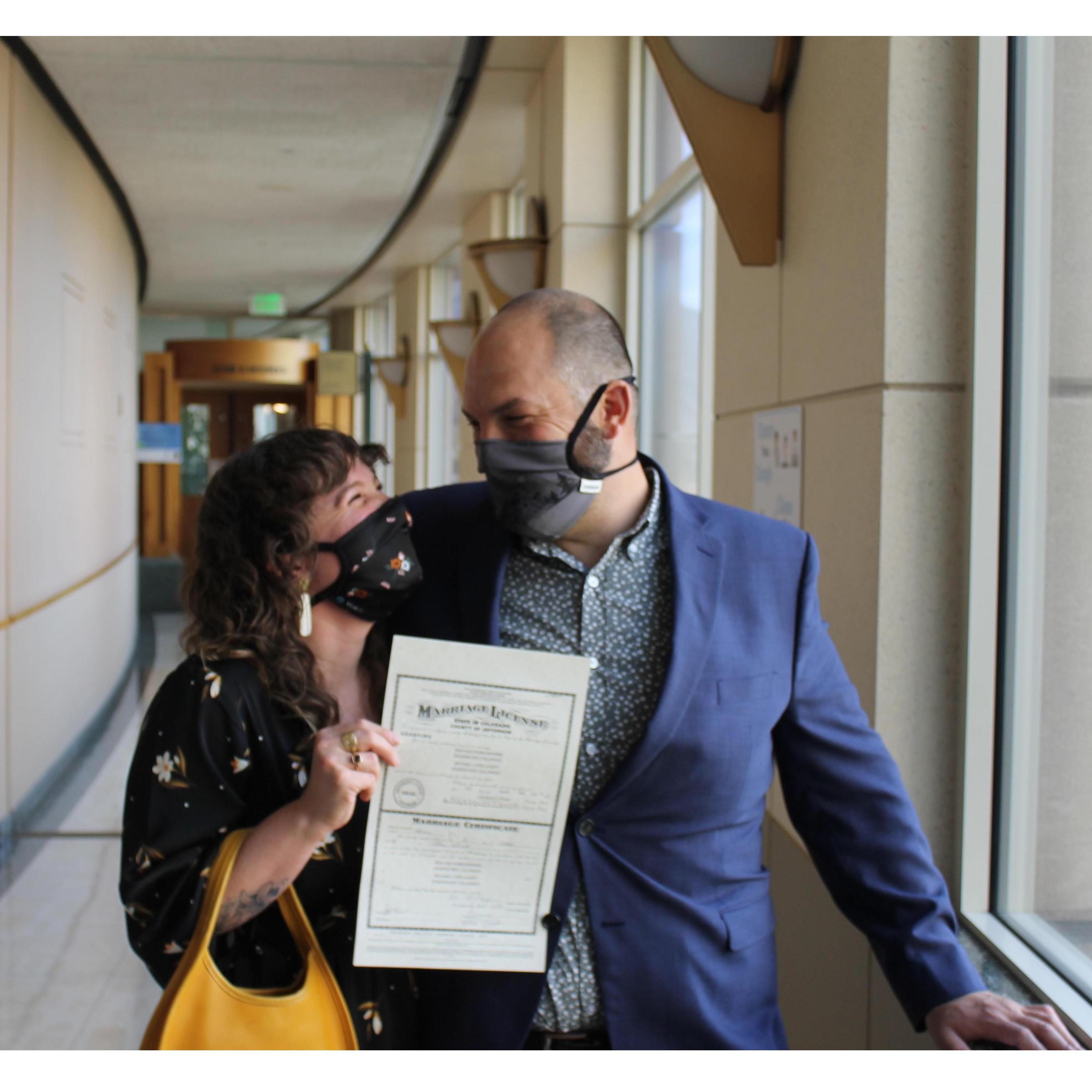 Getting our marriage license during a pandemic. Never thought I would say those words!