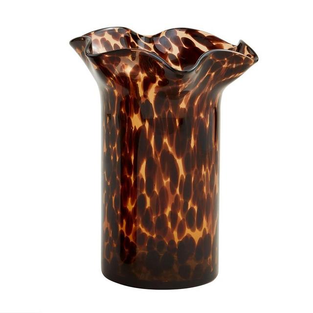 Mud Pie Ruffle Tortoise Glass Vase, Large, 9.5" x 7.25"