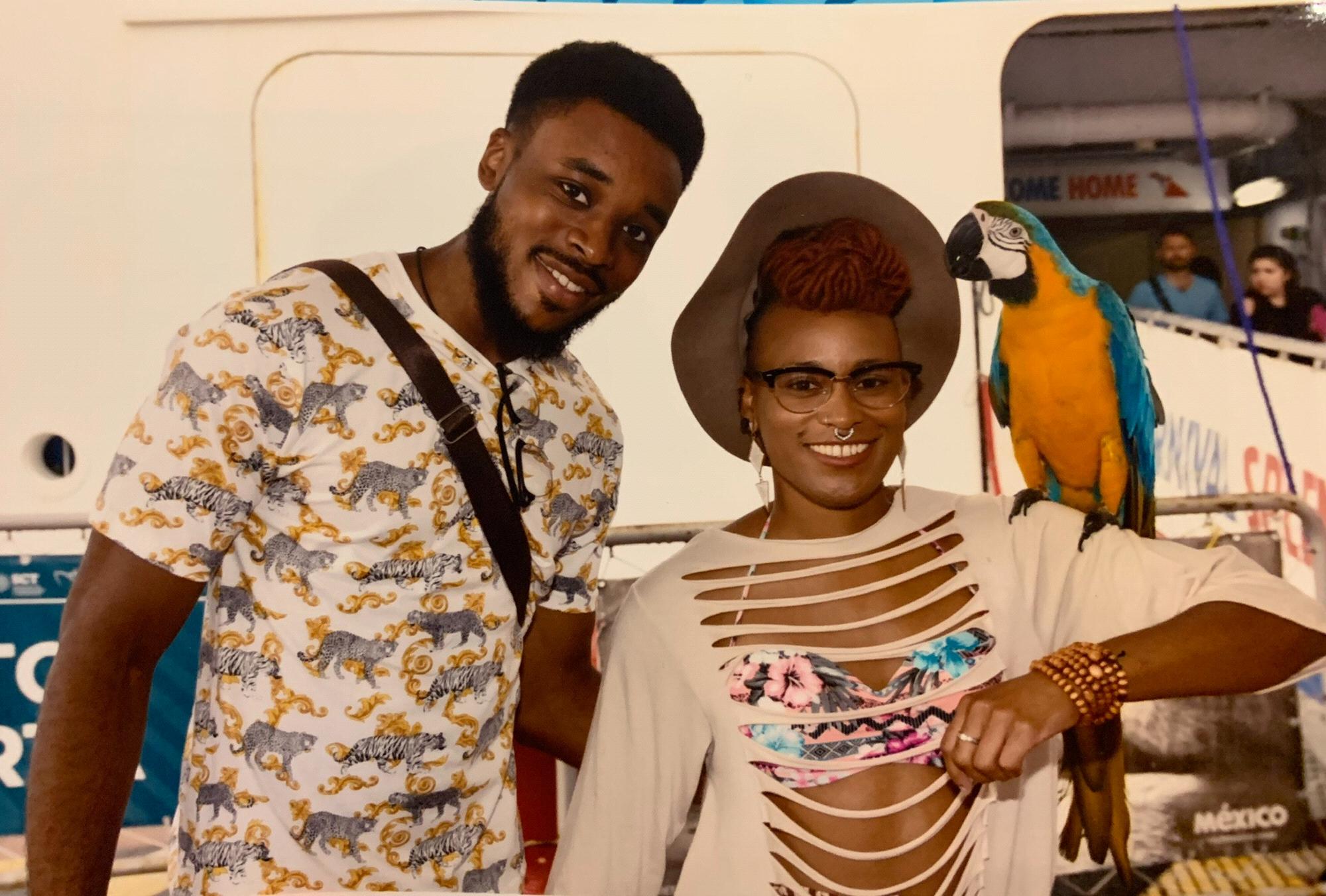 Holding a parrot in the Mexican Riveria
