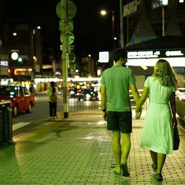 Taking a stroll in Kyoto shortly after getting engaged.