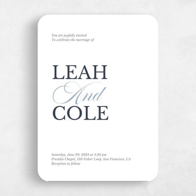 White Rounded Wedding Invitation - Ellis Portrait
