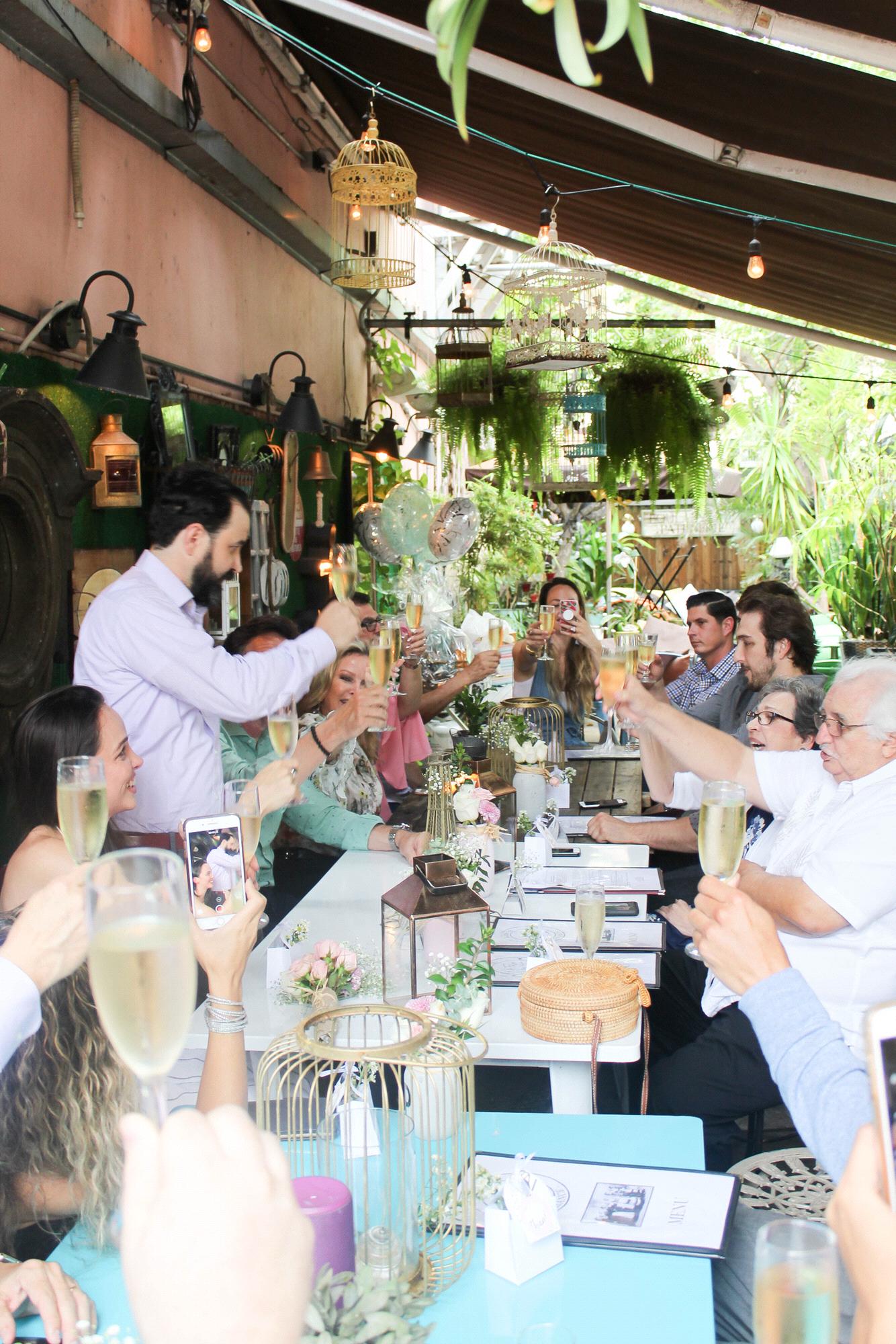 Celso's toast post engagement and my announcement that the wedding would be Nov 2, 2019 - NO TIME TO WASTE!!!