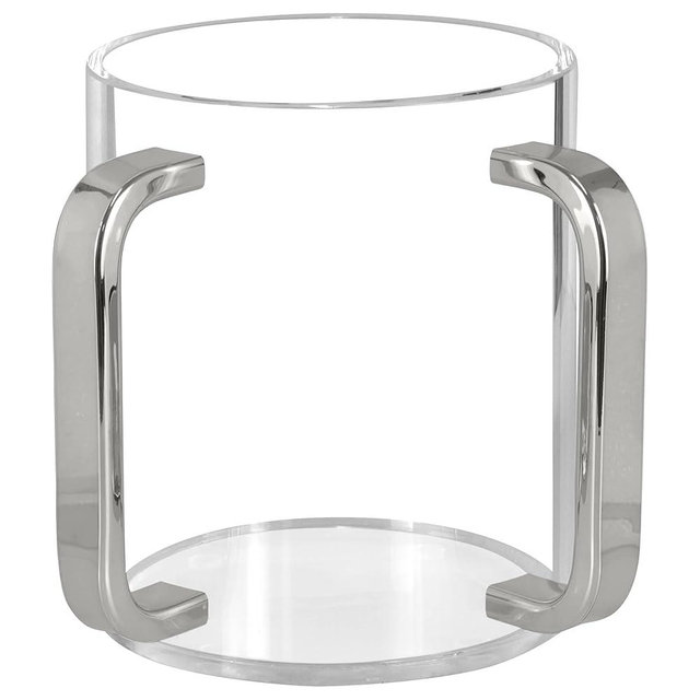 Netilat Yadayim Washing Cup - 5" Acrylic Judaica Hand Wash Cup Negel Vasser with Dual Handles - Modern and Elegant Design (Clear, Silver Mirror Handles)