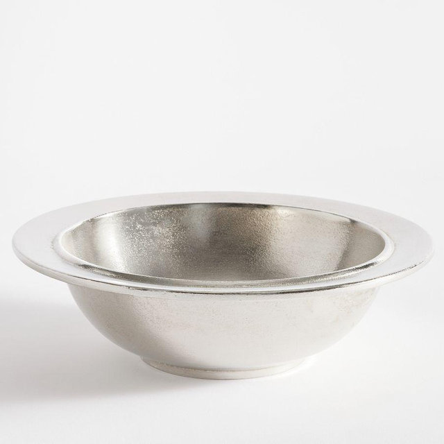 Rustic Metal Serving Bowl - Silver