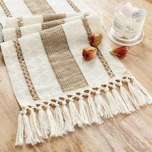 Fancy Homi Boho Table Runner 90 Inches Long Neutral Macrame Table Runner for Home Decor, Tan Farmhouse Table Runners with Tassels for Party Bohemian Rustic Bridal Shower Dining Decor 12x90 Inches
