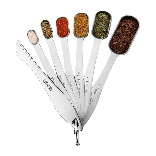 Spring Chef Heavy Duty Stainless Steel Metal Measuring Spoons for Dry or Liquid, Fits in Spice Jar, Set of 6