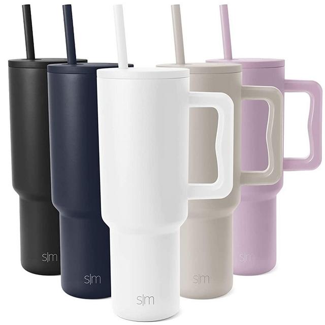 Simple Modern 40 oz Tumbler with Handle and Straw Lid | Insulated Reusable Leakproof Stainless Steel Water Bottle Travel Mug Iced Coffee Cup | Trek Collection | 40oz | Winter White