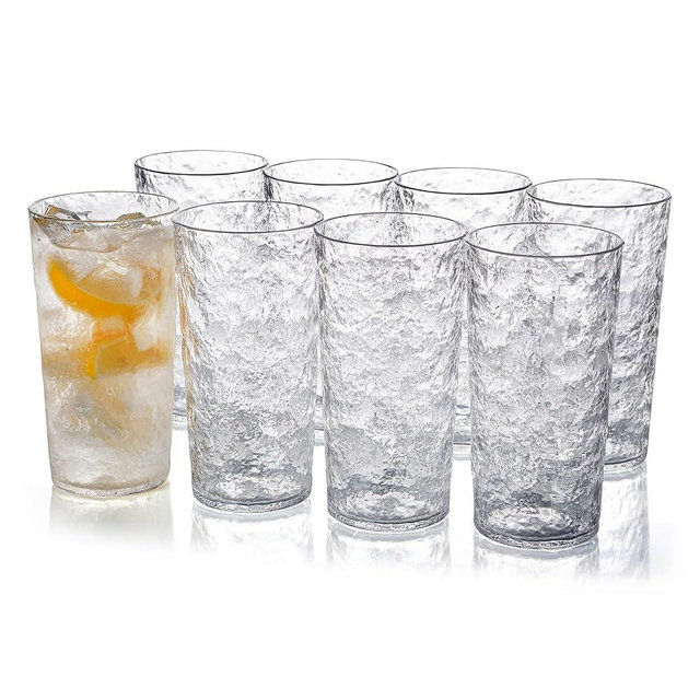 KX-WARE 18-ounce Acrylic Highball Glasses Plastic Tumbler, set of 8 Clear