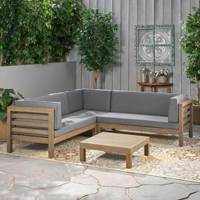 Seaham Solid Wood 5 - Person Seating Group with Cushions