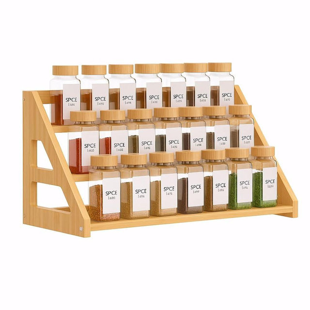 YYICO Bamboo Spice Rack: Large Spice Rack For Kitchen Countertop Pantry Cabinet Organizer - 3 Tier