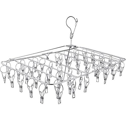 Fayleeko Clothes Drying Rack, 52 Clips Stainless Steel Laundry Drying Rack Folding Sock Hanger, Underwear Hanger, Clothes Hangers for Drying Towels, Bras, Lingerie, Baby Clothes,
